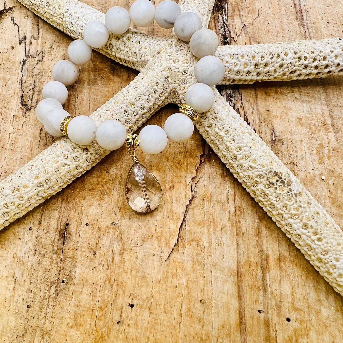 Dreamy White Lace Bracelet Opal Tides
