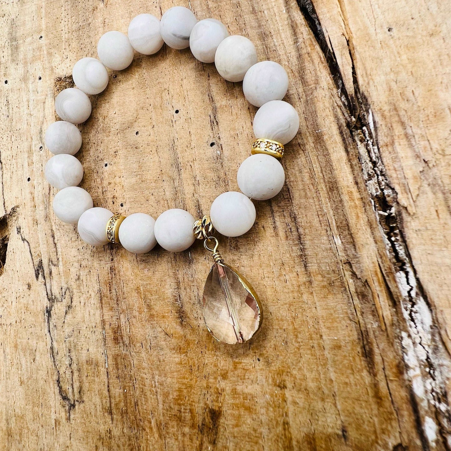 Dreamy White Lace Bracelet Opal Tides