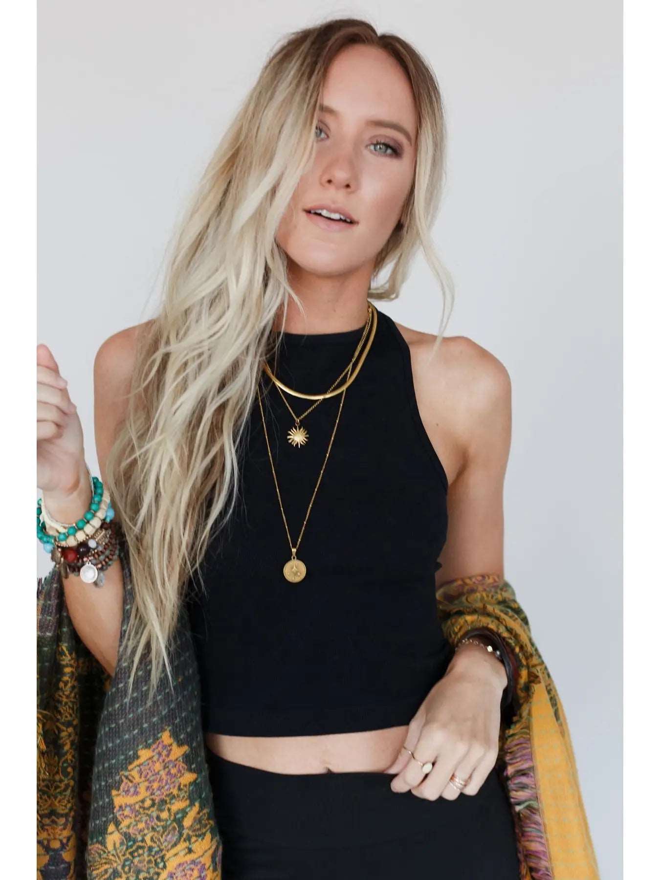 High Neck Racerback Brami- Black Opal Tides