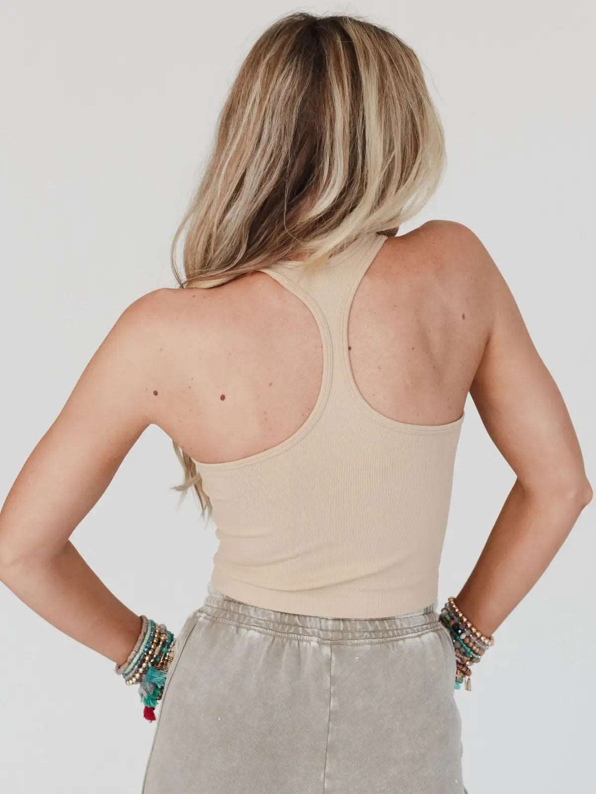 High Neck Racerback Brami- Nude Opal Tides
