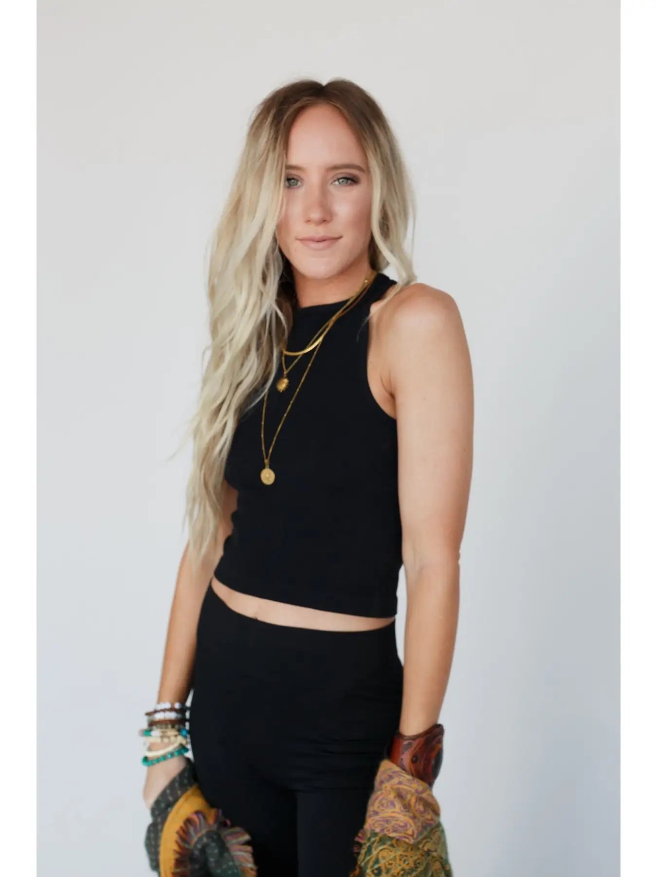 High Neck Racerback Brami- Black Opal Tides