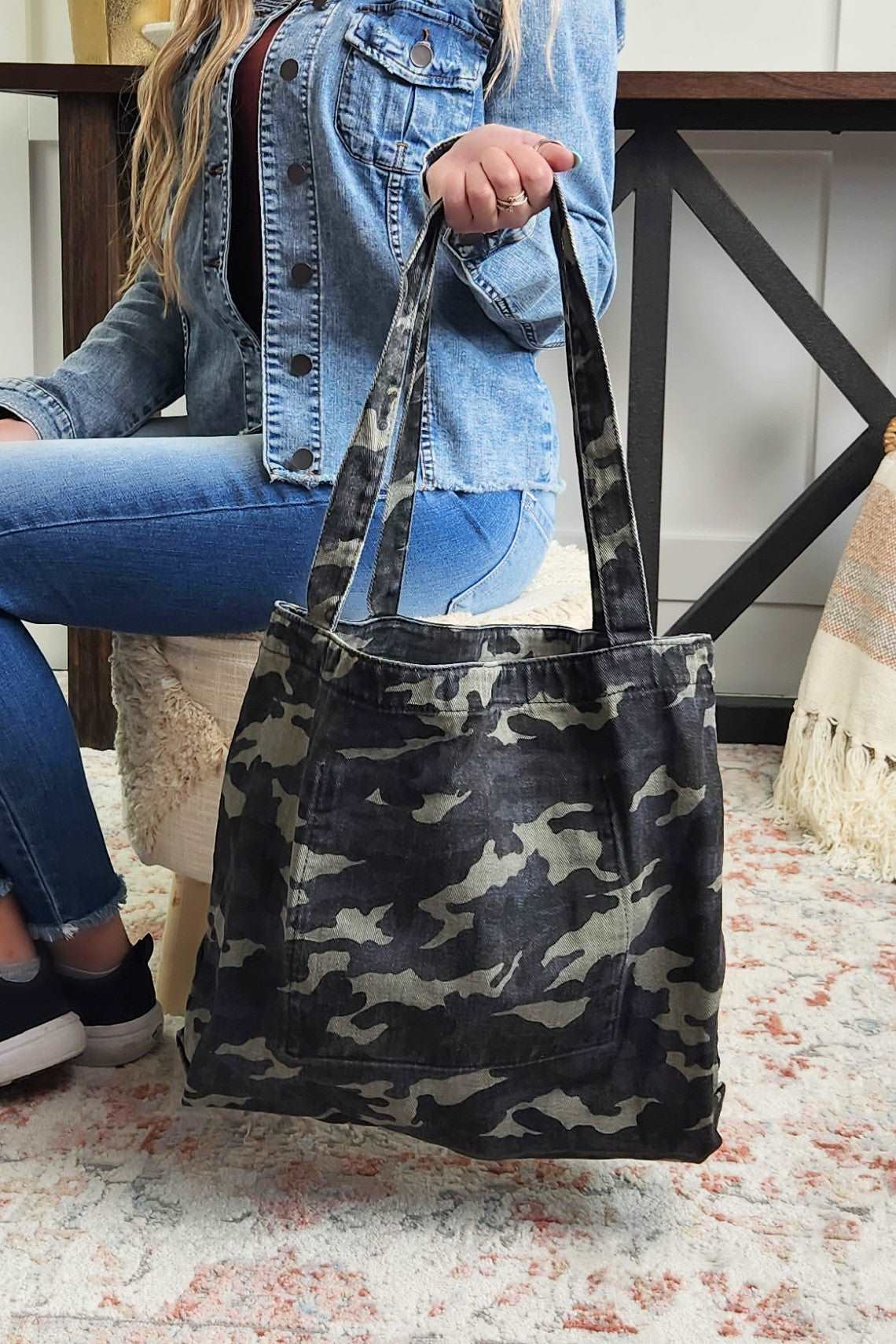 Camo Canvas Tote Opal Tides
