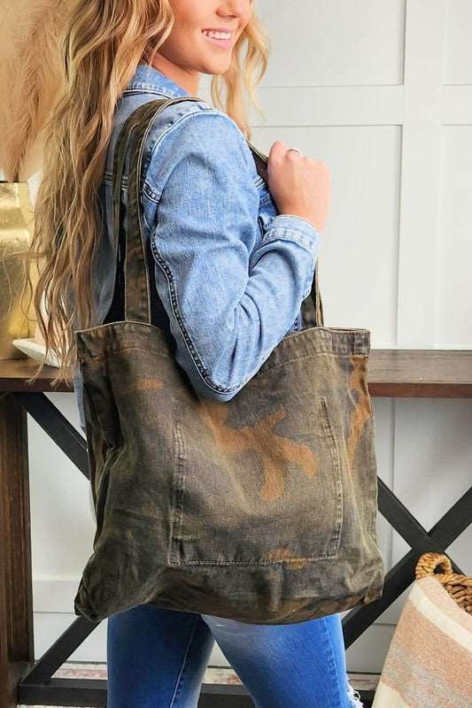 Camo Canvas Tote Opal Tides