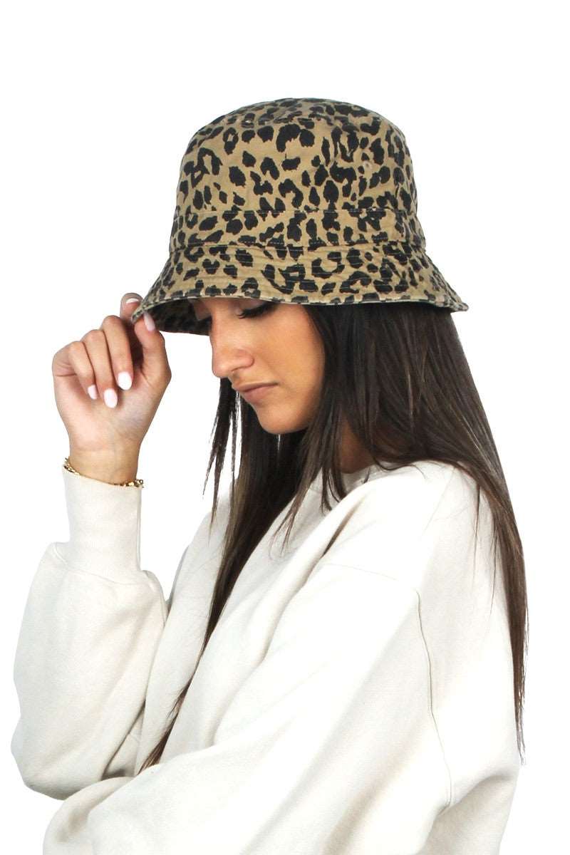 Leopard Print Washed Bucket Hat Opal Tides