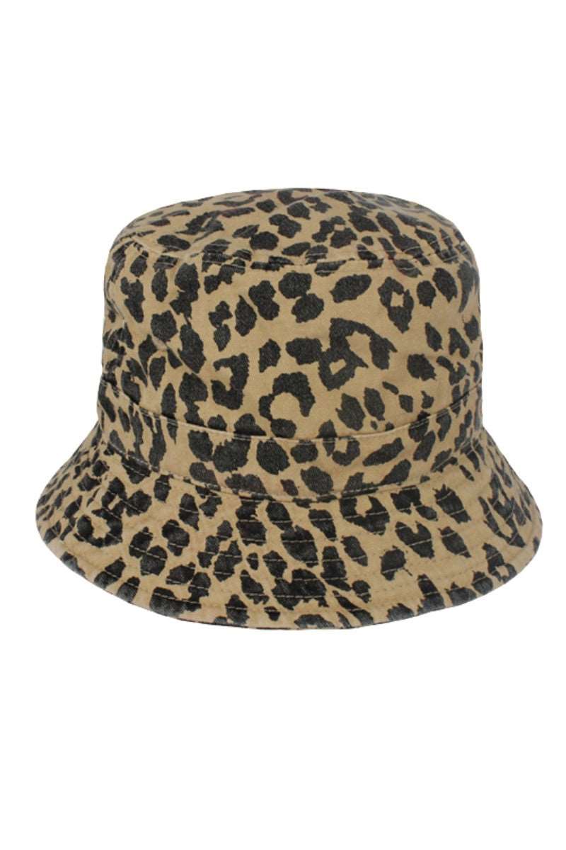 Leopard Print Washed Bucket Hat Opal Tides