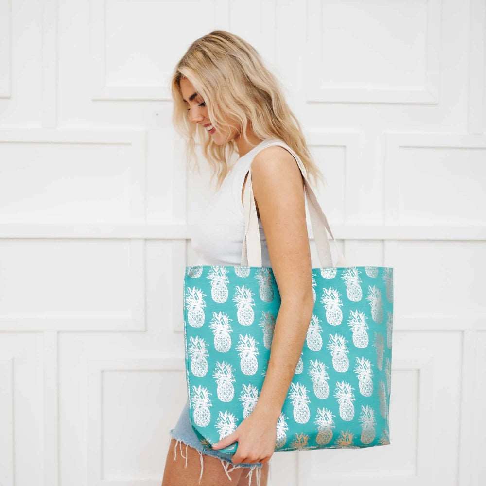 Pineapple Foil Beach Bag Opal Tides