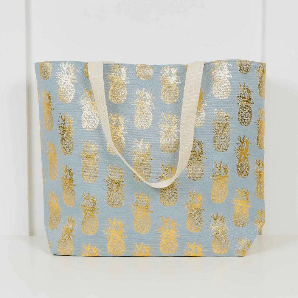 Pineapple Foil Beach Bag Opal Tides
