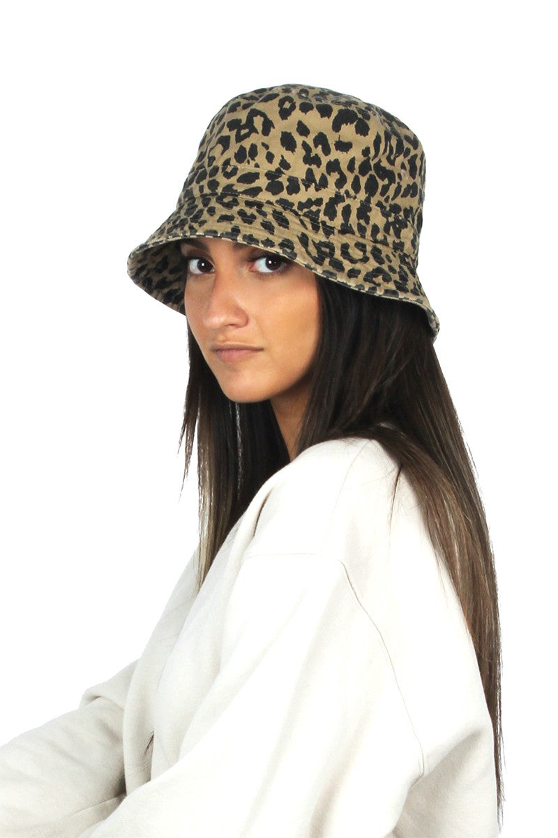 Leopard Print Washed Bucket Hat Opal Tides